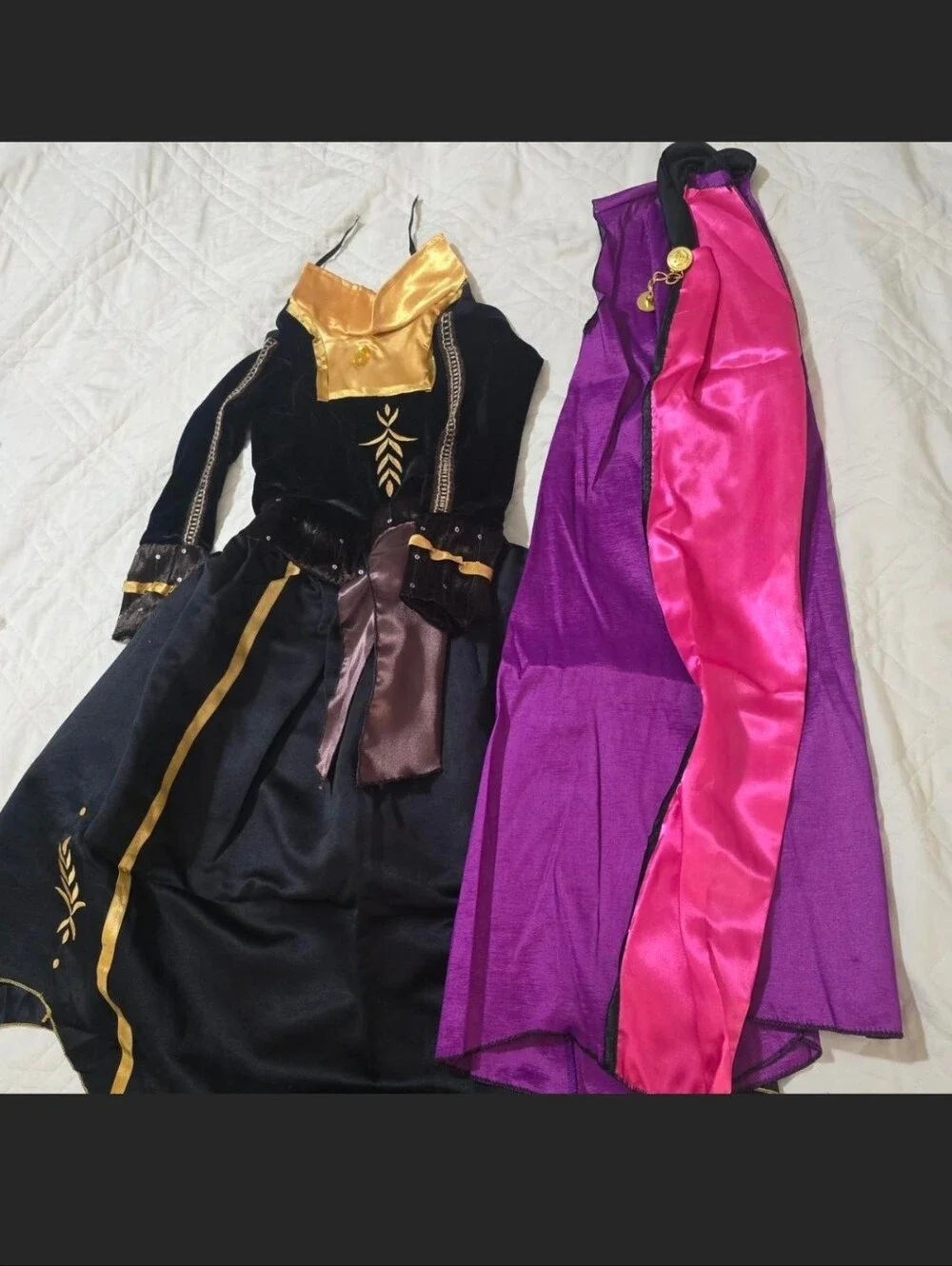 New Ana Princess Size 8 With Crinoline , Black Royal Costume with Gold Trim